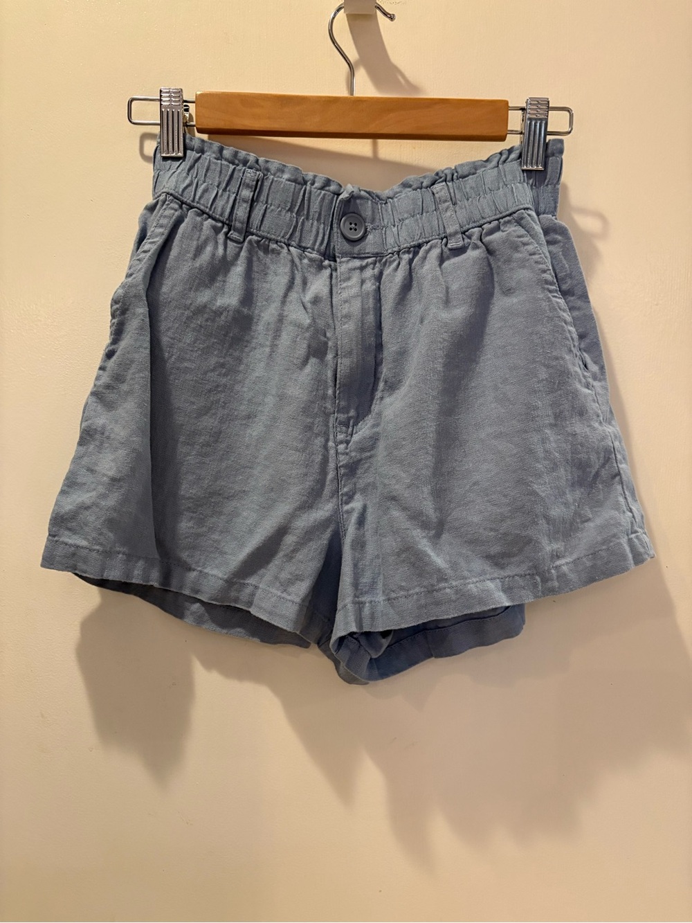 Aeropostale Light Blue High-Waist Linen-Blend Shorts